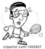 Clipart Of A Black And White Tired African American Man Racquetball Player Royalty Free Vector Illustration