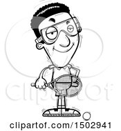 Clipart Of A Black And White Confident African American Man Racquetball Player Royalty Free Vector Illustration
