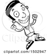 Clipart Of A Black And White Jumping African American Business Man Royalty Free Vector Illustration