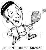 Clipart Of An African American Man Playing Tennis And Running Royalty Free Vector Illustration