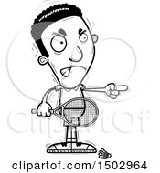 Clipart Of An Angry Pointing African American Man Badminton Player Royalty Free Vector Illustration