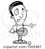 Clipart Of An Angry African American Man Playing Tennis And Pointing Royalty Free Vector Illustration