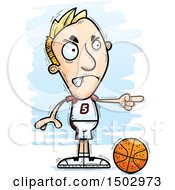 Clipart Of A Mad Pointing White Male Basketball Player Royalty Free Vector Illustration
