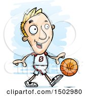 Clipart Of A Dribbling White Male Basketball Player Royalty Free Vector Illustration