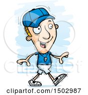 Clipart Of A Walking White Male Basketball Player Royalty Free Vector Illustration