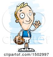 Clipart Of A Waving White Male Football Player Royalty Free Vector Illustration