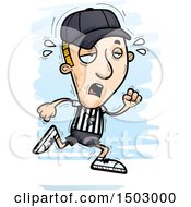 Clipart Of A Tired Running White Male Referee Royalty Free Vector Illustration