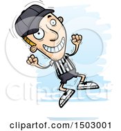 Clipart Of A Jumping White Male Referee Royalty Free Vector Illustration