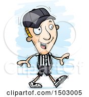 Clipart Of A Walking White Male Referee Royalty Free Vector Illustration