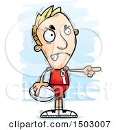 Clipart Of A Mad Pointing White Male Rugby Player Royalty Free Vector Illustration