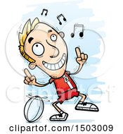Clipart Of A White Male Rugby Player Doing A Happy Dance Royalty Free Vector Illustration