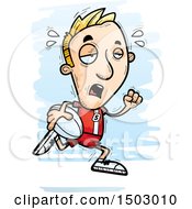 Clipart Of A Tired Running White Male Rugby Player Royalty Free Vector Illustration