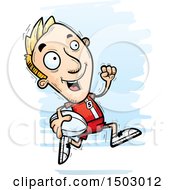 Clipart Of A Running White Male Rugby Player Royalty Free Vector Illustration