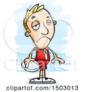 Clipart Of A Sad White Male Rugby Player Royalty Free Vector Illustration