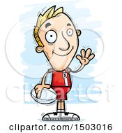 Clipart Of A Waving White Male Rugby Player Royalty Free Vector Illustration
