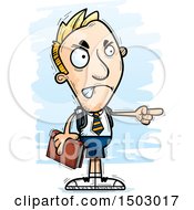 Clipart Of A Mad Pointing White Male Private School Student Royalty Free Vector Illustration