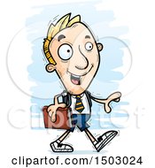 Clipart Of A Walking White Male Private School Student Royalty Free Vector Illustration