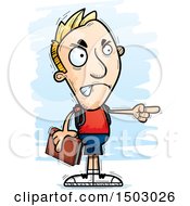 Clipart Of A Mad Pointing White Male College Student Royalty Free Vector Illustration