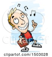 Clipart Of A White Male College Student Doing A Happy Dance Royalty Free Vector Illustration