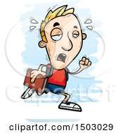 Clipart Of A Tired Running White Male College Student Royalty Free Vector Illustration