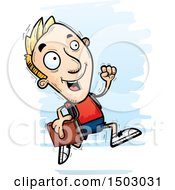 Clipart Of A Running White Male College Student Royalty Free Vector Illustration
