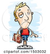 Clipart Of A Sad White Male College Student Royalty Free Vector Illustration
