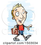Clipart Of A Walking White Male College Student Royalty Free Vector Illustration