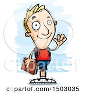 Clipart Of A Waving White Male College Student Royalty Free Vector Illustration