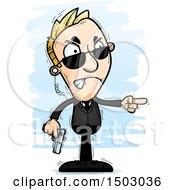 Clipart Of A Mad Pointing Caucasian Man Secret Service Agent Royalty Free Vector Illustration
