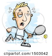 Clipart Of A Tired Caucasian Man Tennis Player Royalty Free Vector Illustration