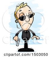 Clipart Of A Sad Caucasian Man Secret Service Agent Royalty Free Vector Illustration