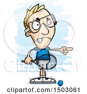 Clipart Of A Mad Pointing Caucasian Man Racquetball Player Royalty Free Vector Illustration