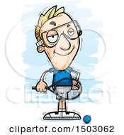 Clipart Of A Confident Caucasian Man Racquetball Player Royalty Free Vector Illustration by Cory Thoman