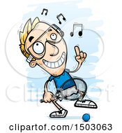 Clipart Of A Dancing Caucasian Man Racquetball Player Royalty Free Vector Illustration