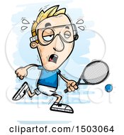 Clipart Of A Tired Running Caucasian Man Racquetball Player Royalty Free Vector Illustration by Cory Thoman