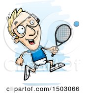 Clipart Of A Running Caucasian Man Racquetball Player Royalty Free Vector Illustration by Cory Thoman