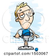 Clipart Of A Sad Caucasian Man Racquetball Player Royalty Free Vector Illustration
