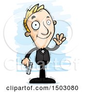 Clipart Of A Waving Caucasian Man Spy Royalty Free Vector Illustration by Cory Thoman