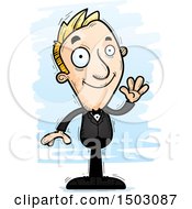 Clipart Of A Waving Caucasian Man In A Tuxedo Royalty Free Vector Illustration