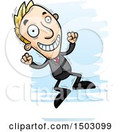 Poster, Art Print Of Jumping Energetic Caucasian Business Man