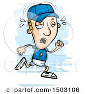Clipart Of A Tired Running White Male Basketball Player Royalty Free Vector Illustration