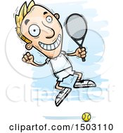 Poster, Art Print Of Jumping Caucasian Man Tennis Player