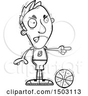 Clipart Of A Black And White Mad Pointing Male Basketball Player Royalty Free Vector Illustration