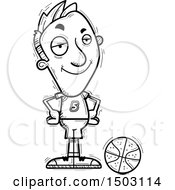 Clipart Of A Black And White Confident Male Basketball Player Royalty Free Vector Illustration
