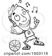 Clipart Of A Black And White Male Basketball Player Doing A Happy Dance Royalty Free Vector Illustration