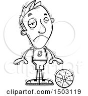Clipart Of A Black And White Sad Male Basketball Player Royalty Free Vector Illustration