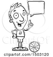 Clipart Of A Black And White Talking Male Basketball Player Royalty Free Vector Illustration