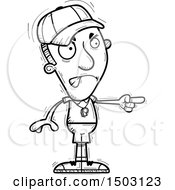 Clipart Of A Black And White Mad Pointing Male Basketball Player Royalty Free Vector Illustration