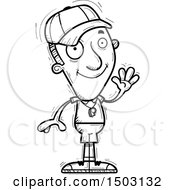 Clipart Of A Black And White Waving Male Basketball Player Royalty Free Vector Illustration