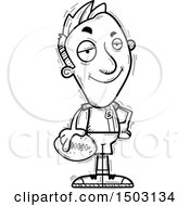 Clipart Of A Black And White Confident Male Football Player Royalty Free Vector Illustration